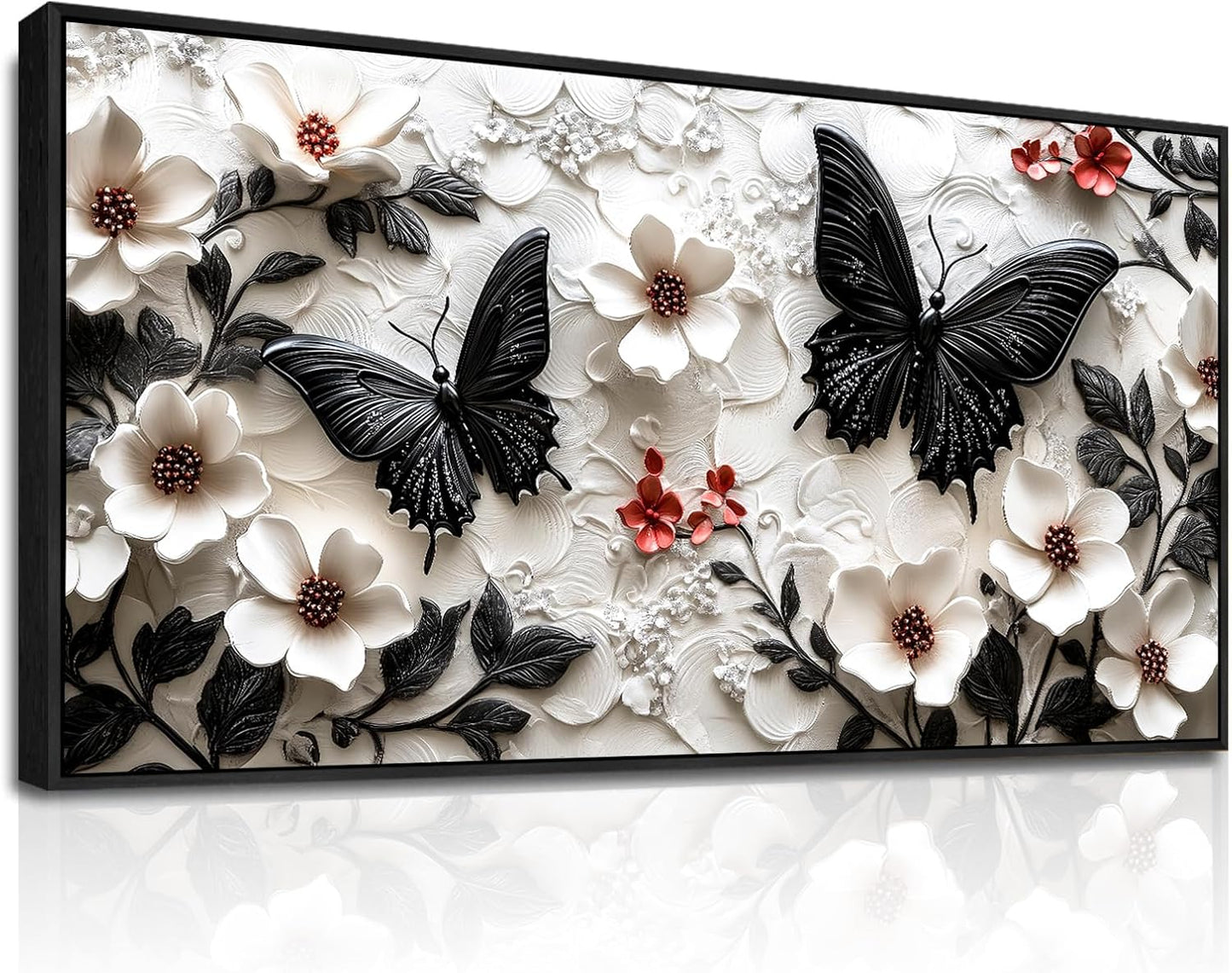 XIGUANGART Arte de pared de mariposa negra para sala de estar, deco...