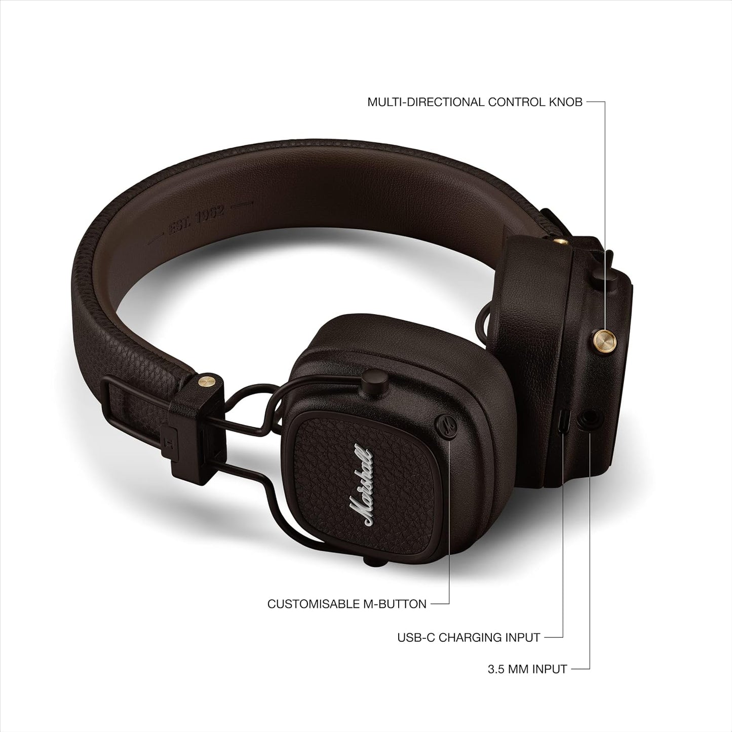 Marshall Major V - Auriculares inalámbricos Bluetooth en la oreja,...