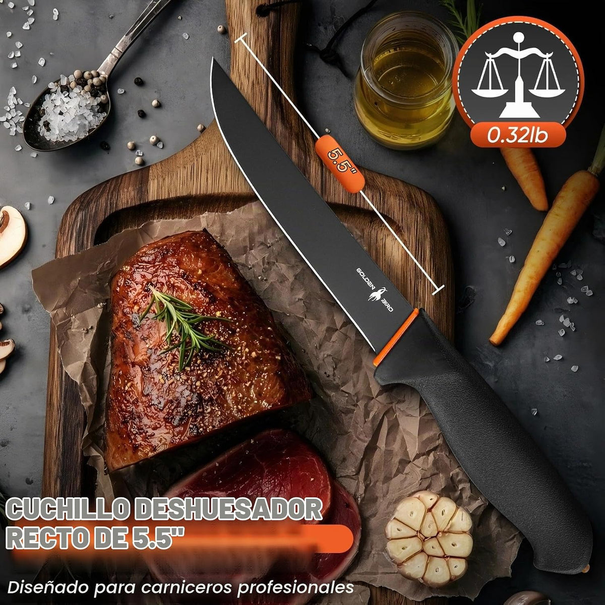 Golden Bird Cuchillo deshuesador de 6 pulgadas para cortar carne co...