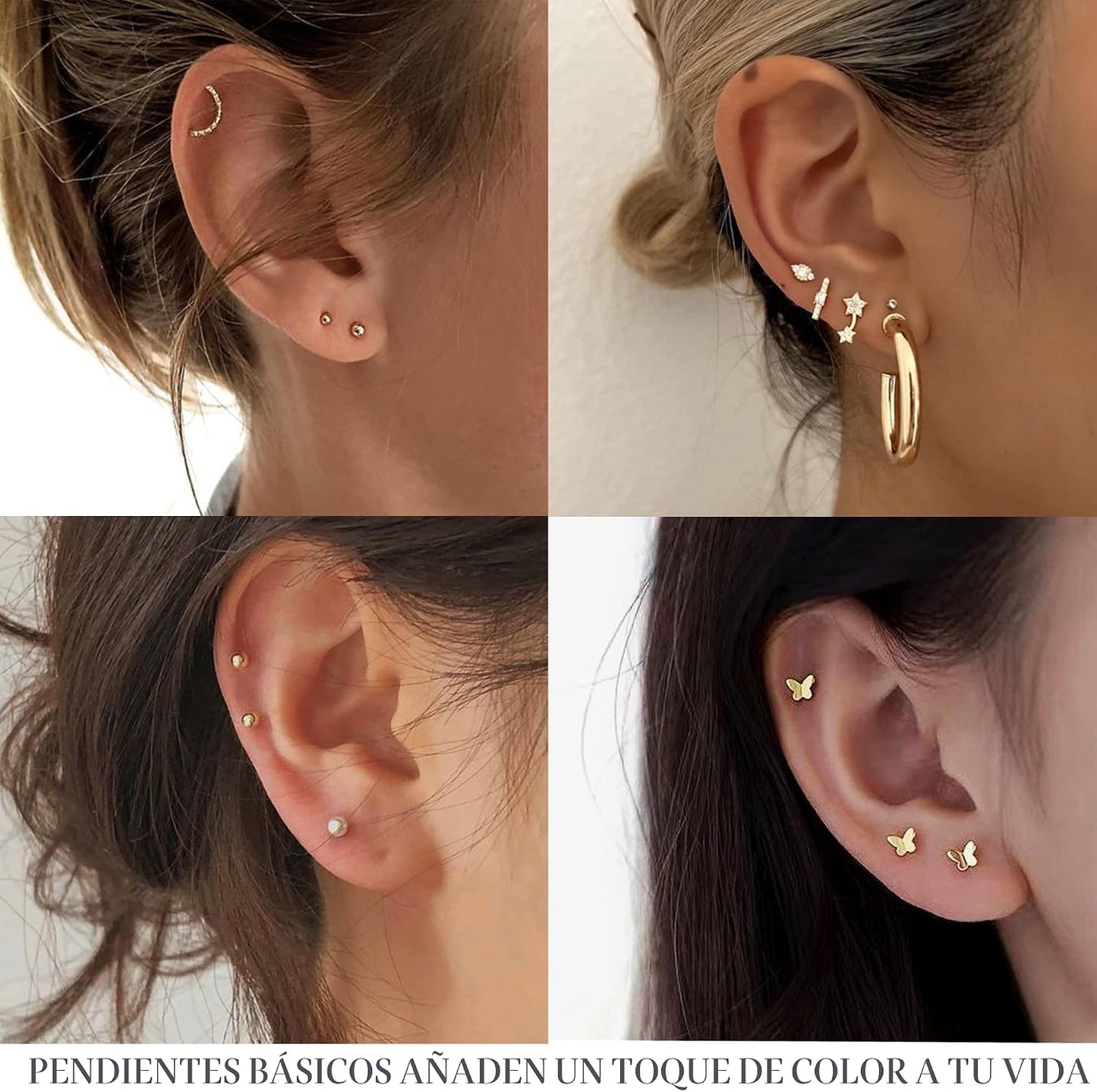 84 Pares de Aretes de Tuerca de Oro para Mujer Multipack, Paquetes...