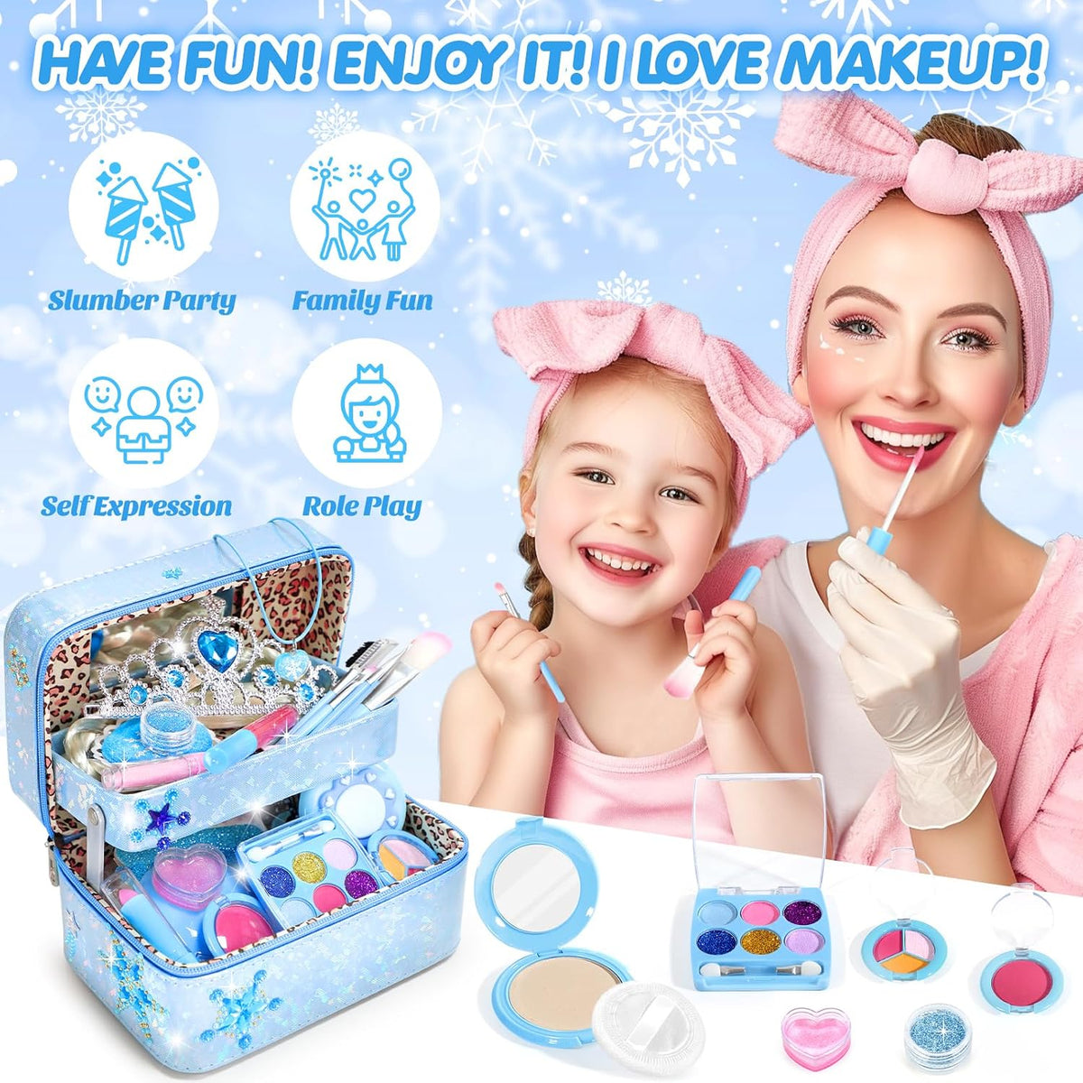Juego de maquillaje con caja de cosméticos para niñas de 3 a 8 años...