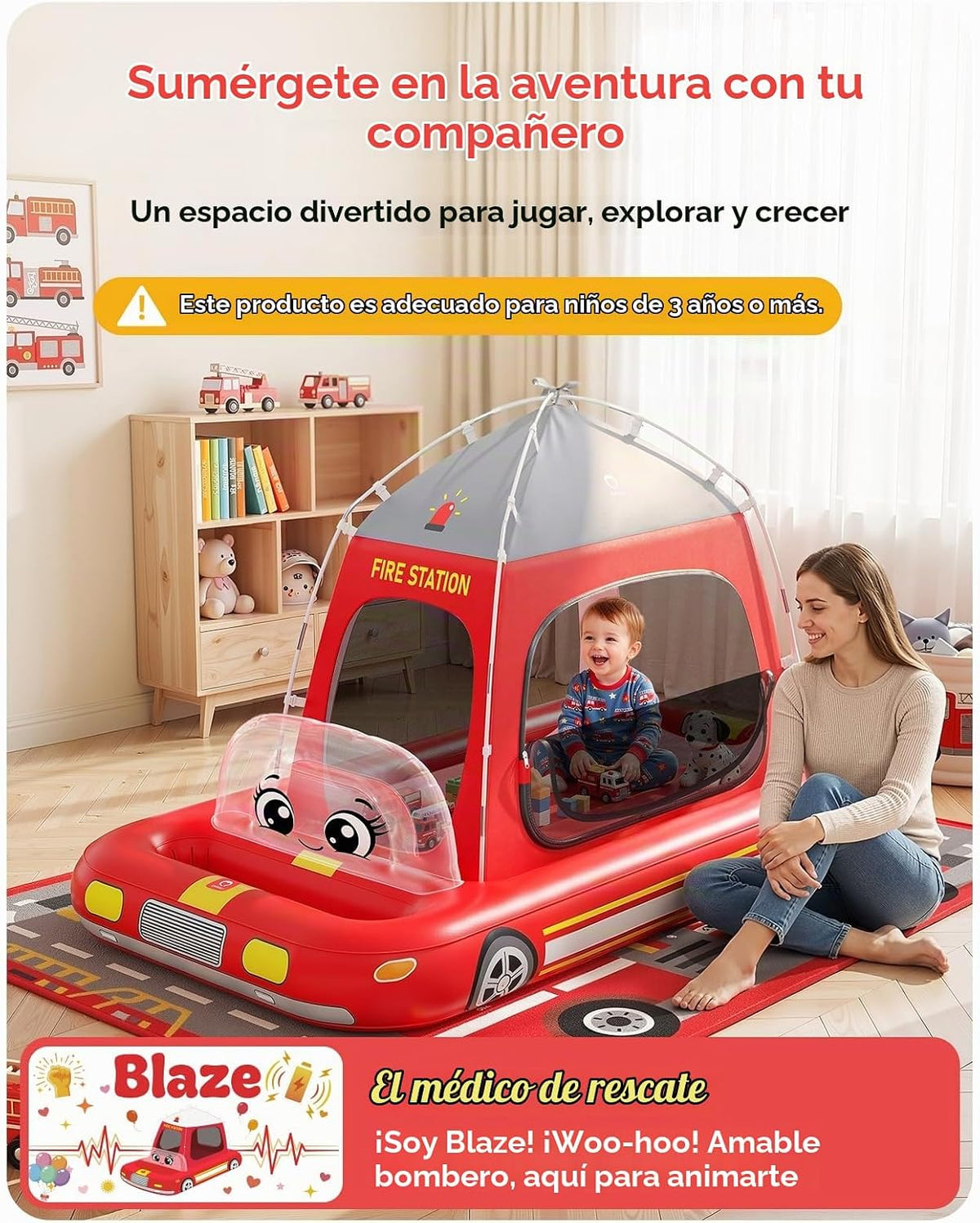 QPAU Colchón inflable de aire para niños, diseño de tienda de bombe...