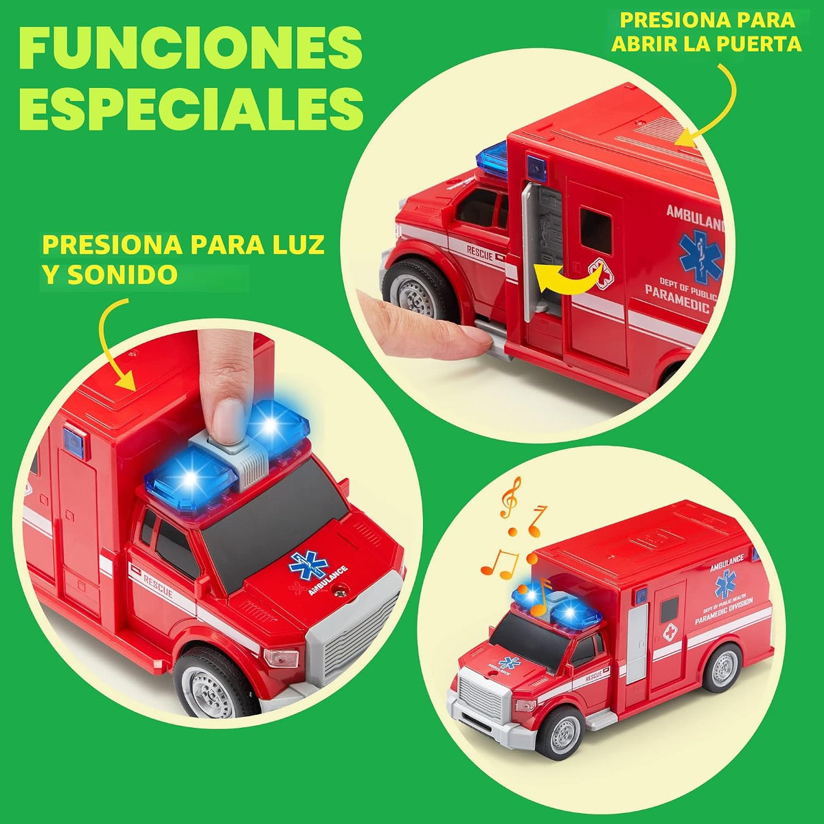 JOYIN 4 piezas de juguetes de vehículos de emergencia, vehículos ac...
