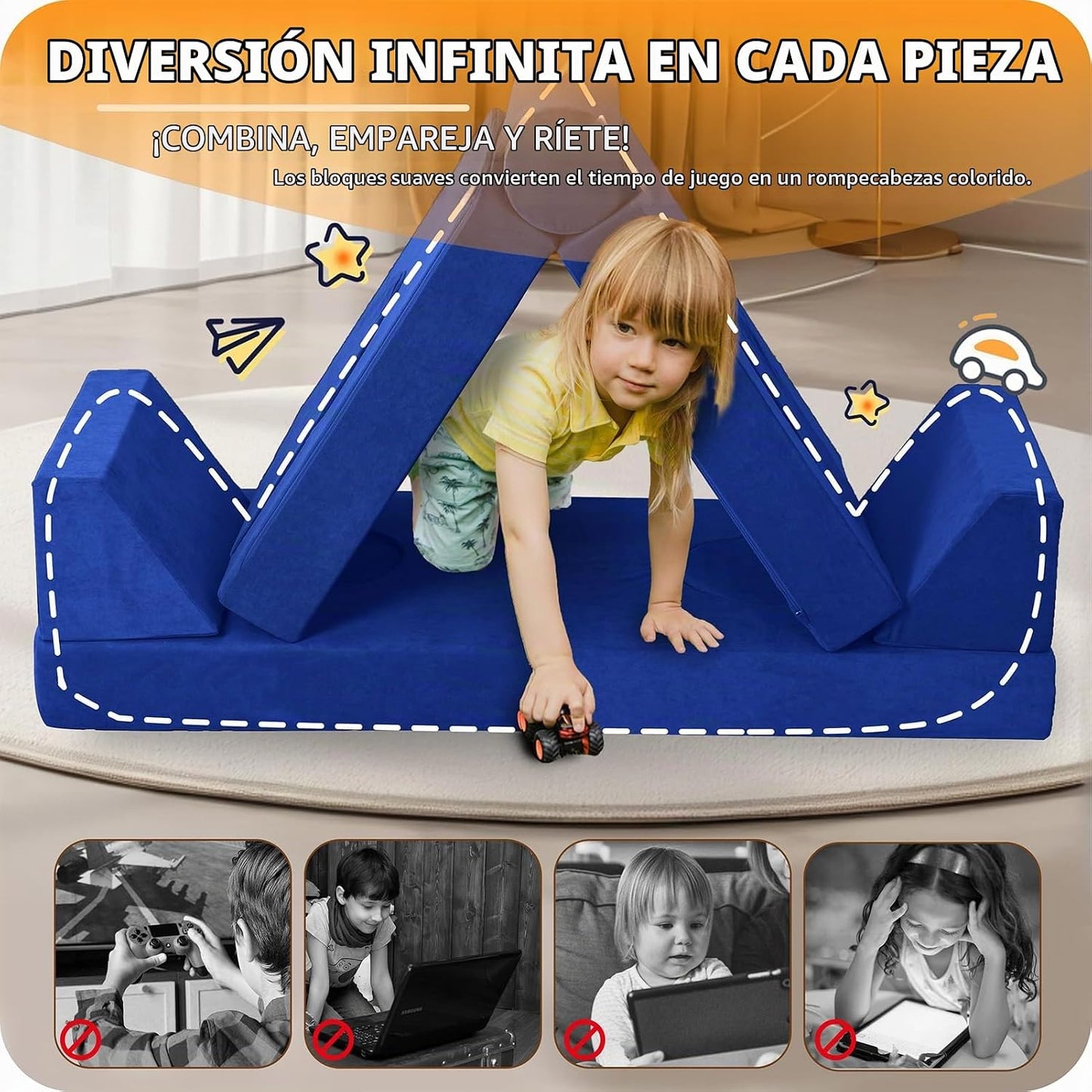 Winhomish Sofá infantil modular de 12 piezas para dormitorio, color...