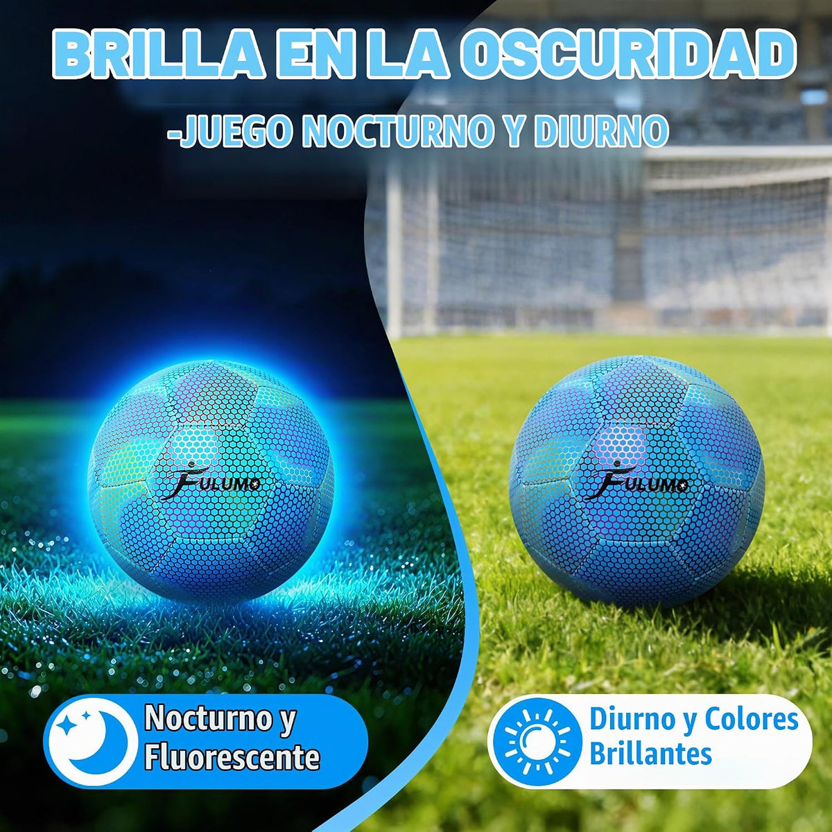 FULUMO Balón de fútbol que brilla en la oscuridad Tamaño 5\/Tamaño...