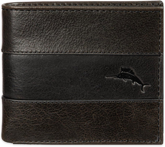 Tommy Bahama Cartera de cuero genuino para hombre con capacidad ext...