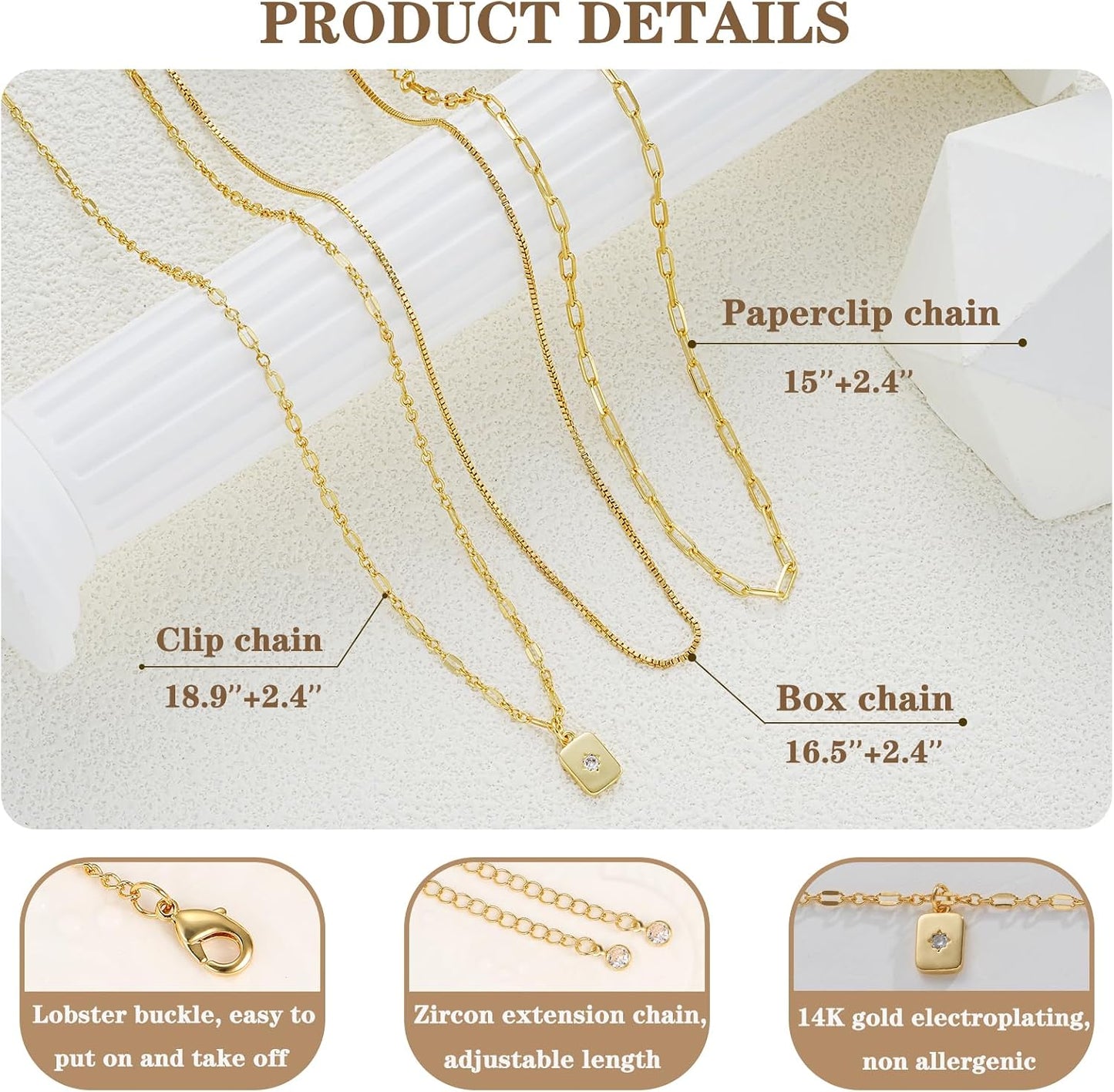 YEEZII Collares en capas de oro para mujer a la moda, 3 piezas, col...