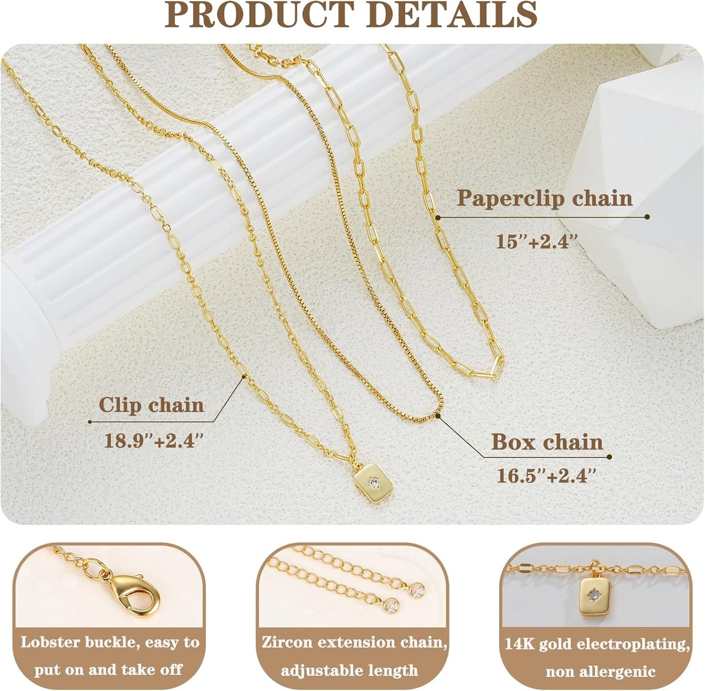 YEEZII Collares en capas de oro para mujer a la moda, 3 piezas, col...