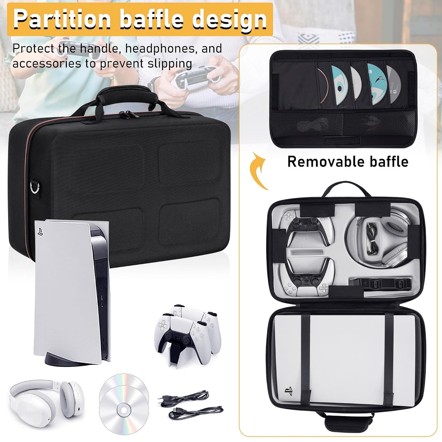 OUUTMEE Funda de transporte rígida compatible con PS5 | Bolsa de al...