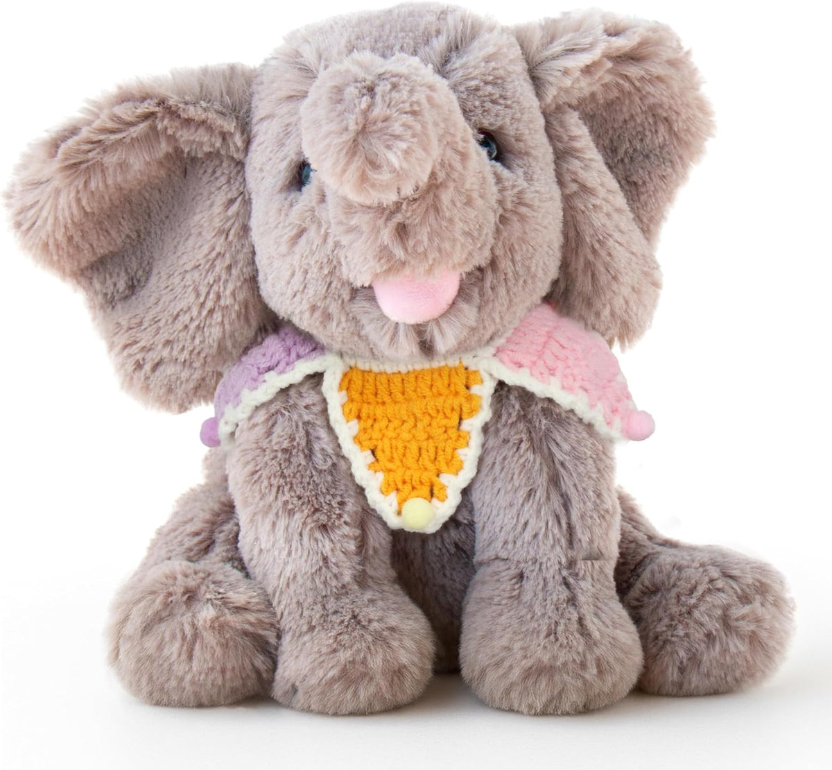 Hopearl Adorable elefante de peluche con babero de punto colorido y...