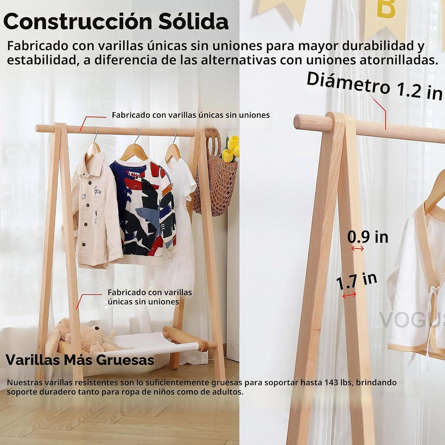 VOGUSLAND Perchero de disfraces, Perchero de prendas para niños, Pe...