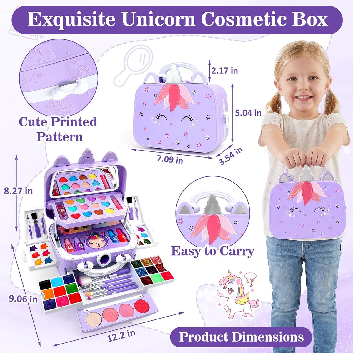 For Ideahome Juego de maquillaje de unicornio para niños de 69 piez...