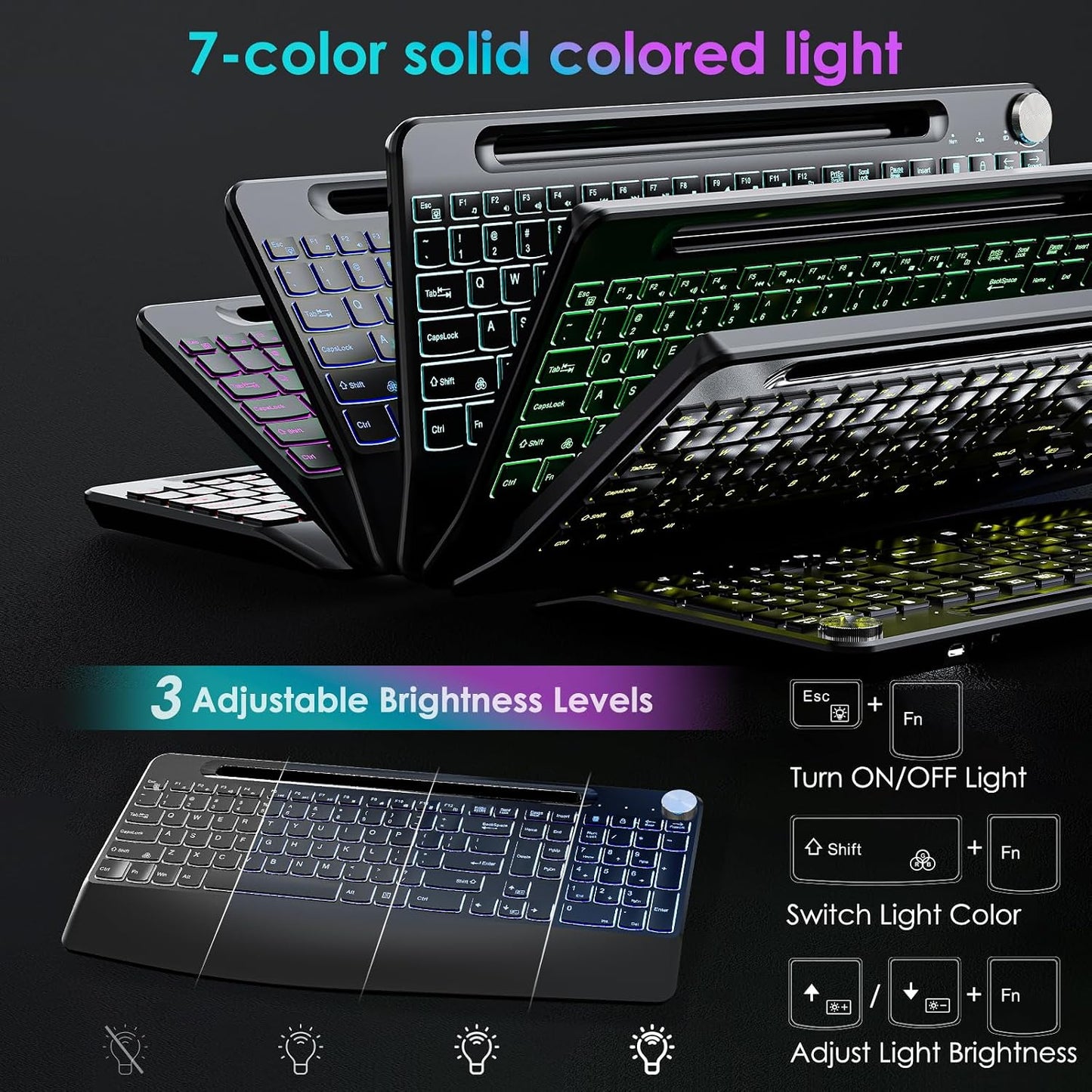 Teclado inalámbrico 2.4G con ratón, combo de teclado inalámbrico re...