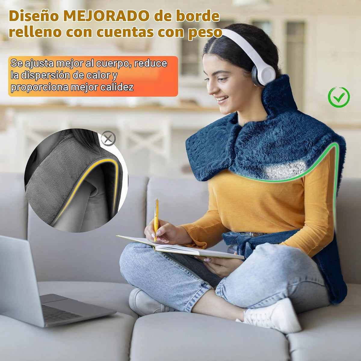 Almohadilla térmica de masaje para masajeador de espalda, cuello y...