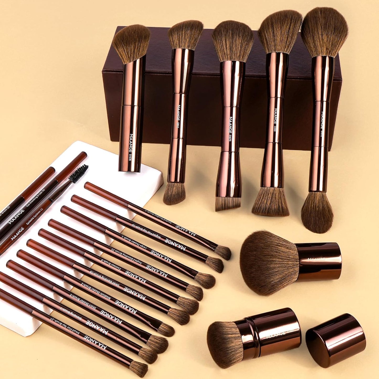 MAANGE 20 piezas de brochas de maquillaje con caja de regalo, broch...