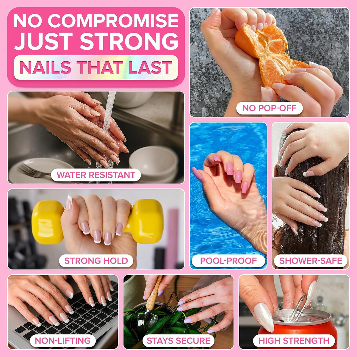Pegamento de uñas súper fuerte para uñas postizas a presión, puntas...