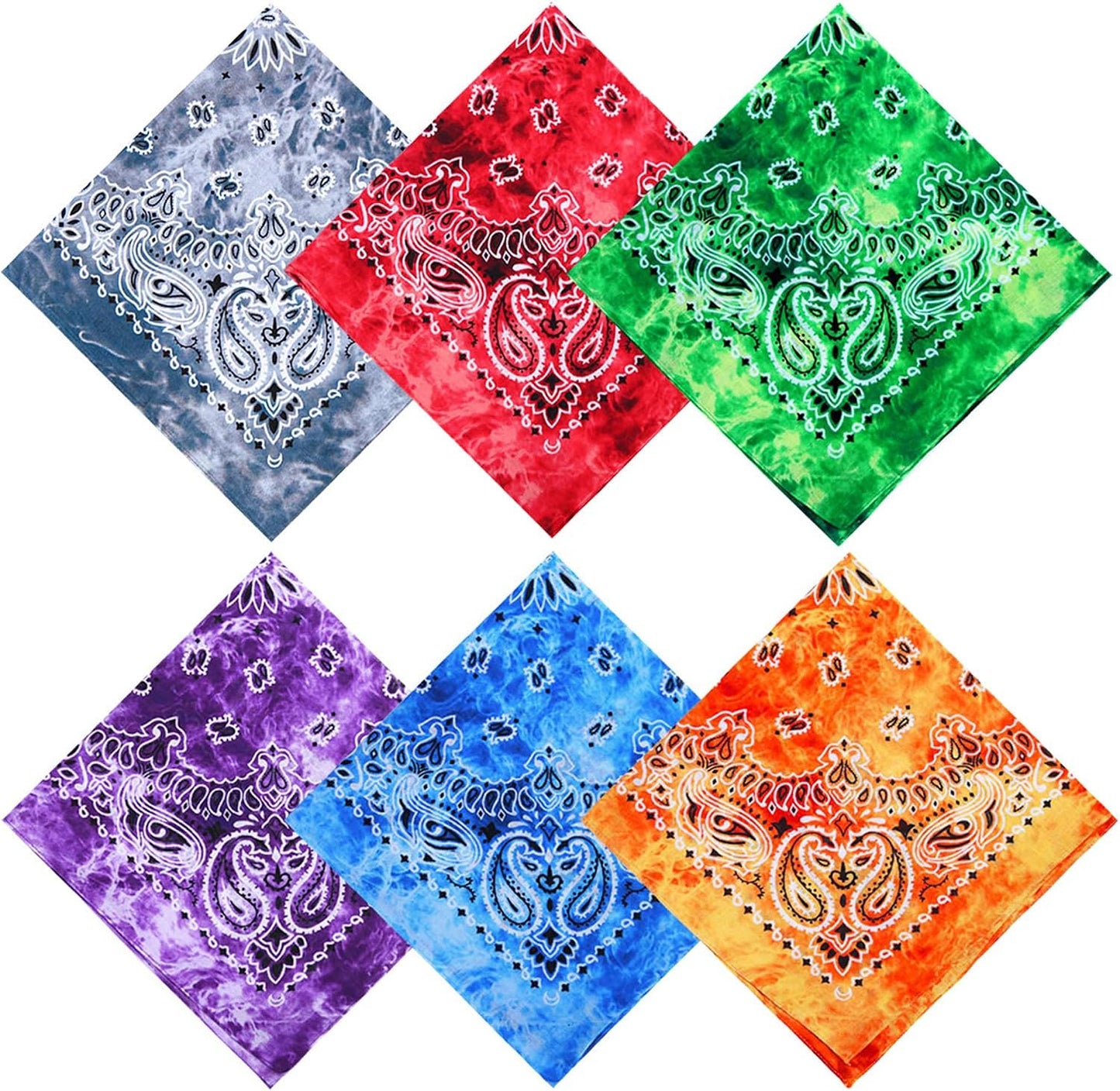 URATOT Paquete de 6 bandanas de algodón con estampado de cachemira...