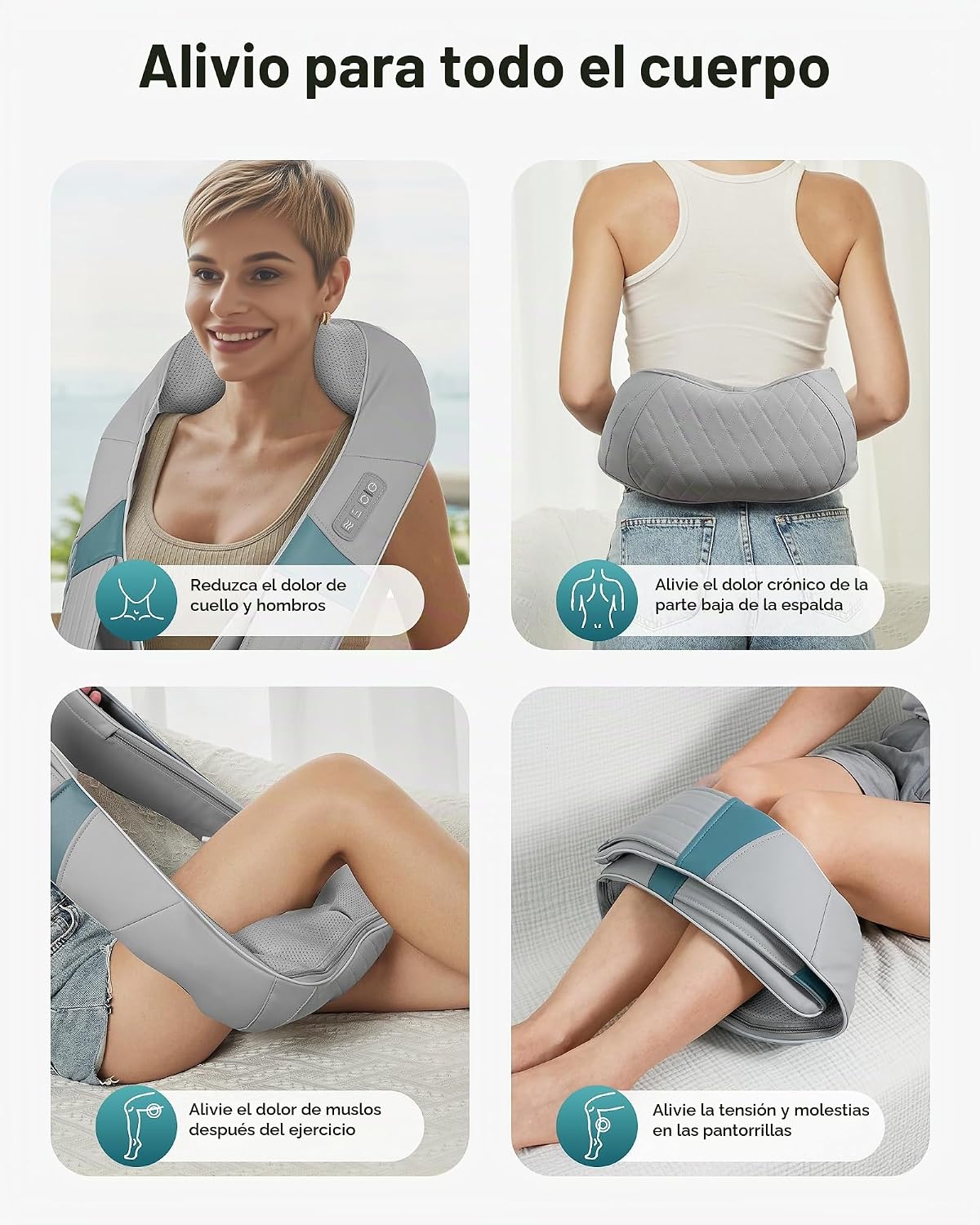 Snailax Masajeador de cuello inalámbrico con calor, masajeador de e...