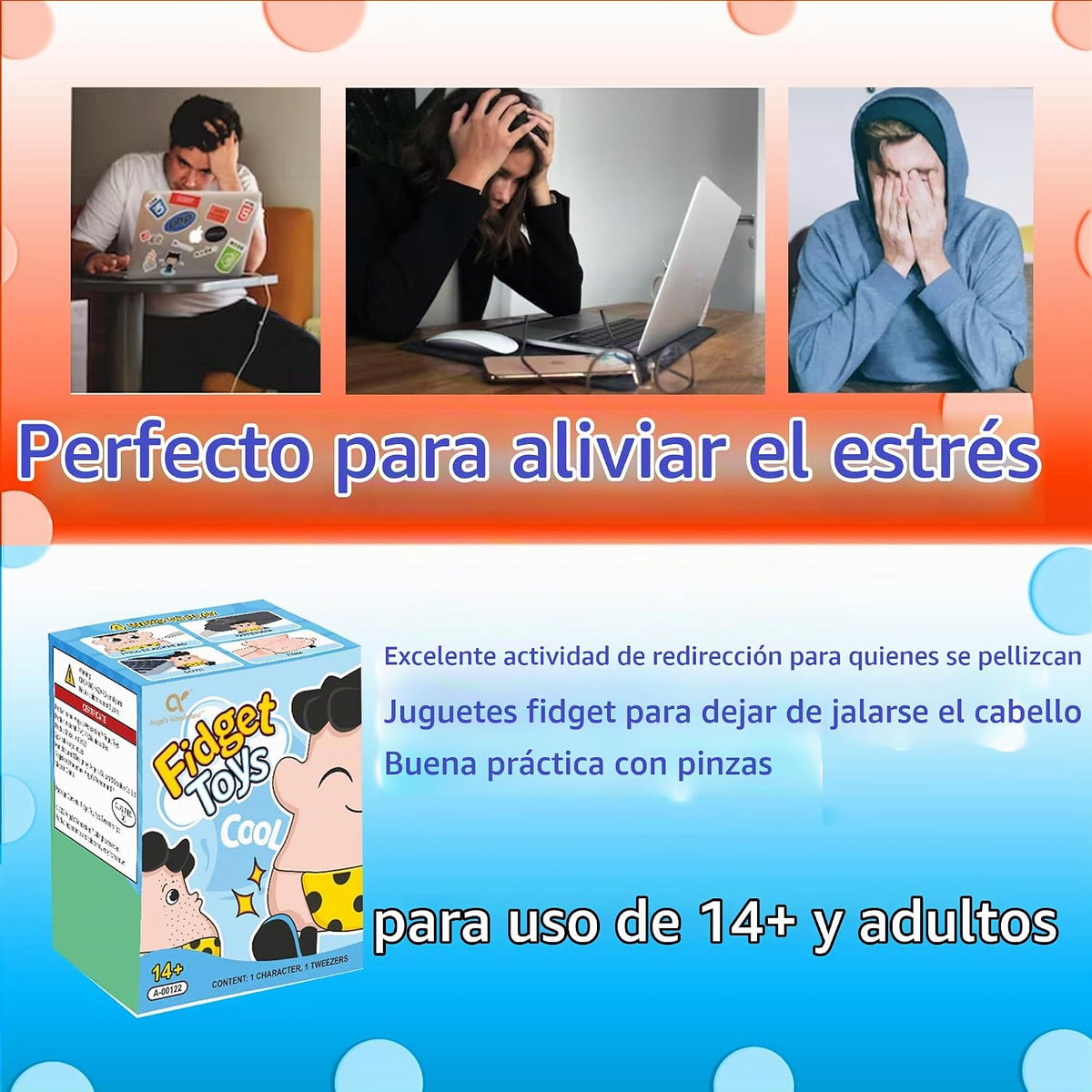 Juguetes antiestrés para recoger la piel, morder uñas y tirar del c...
