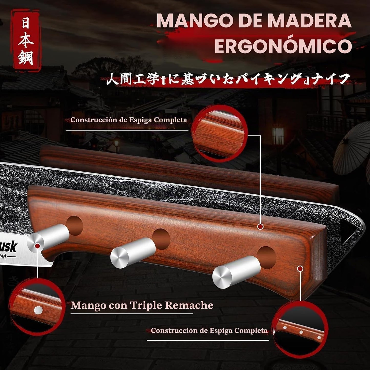 Huusk Juego de cuchillos de carnicero de 3 piezas para cortar carne...