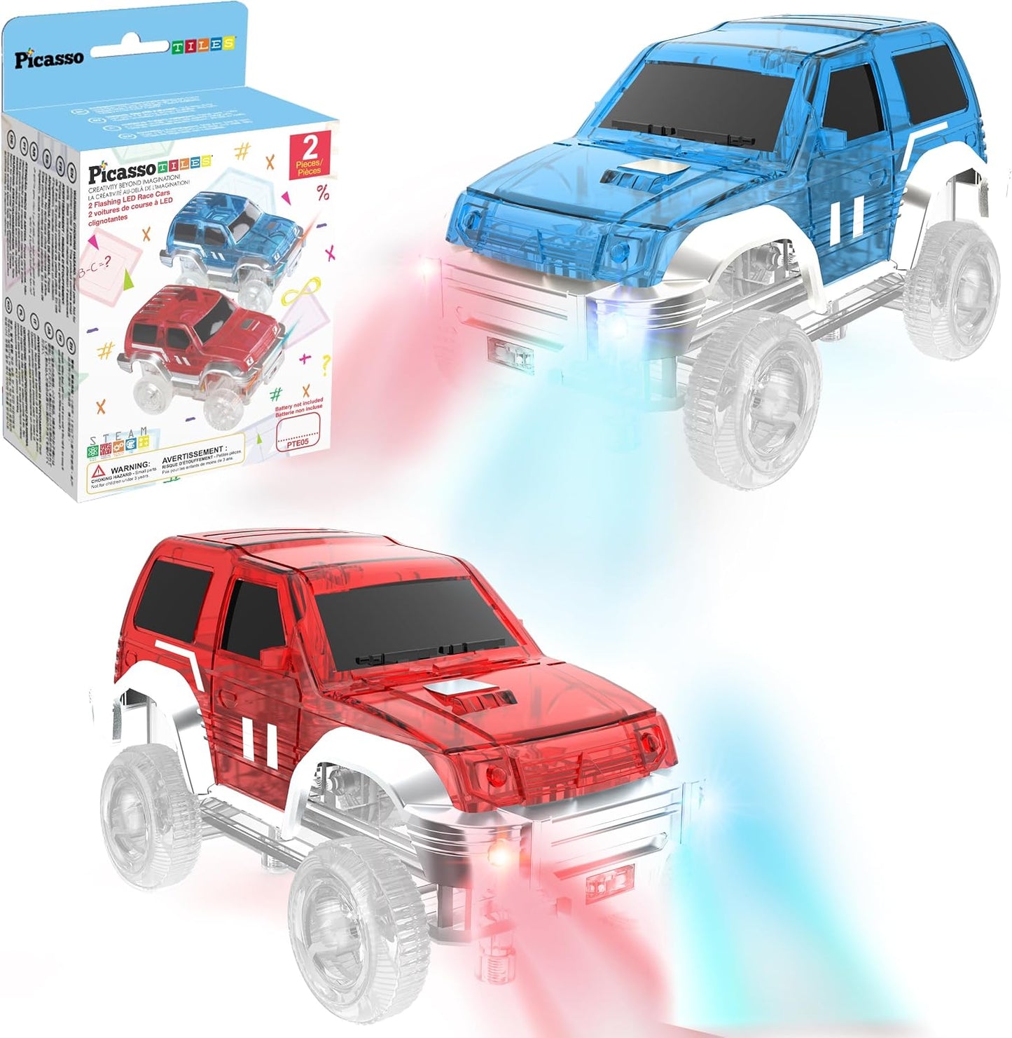 PicassoTiles Juego de 2 autos magnéticos de juguete altamente detal...