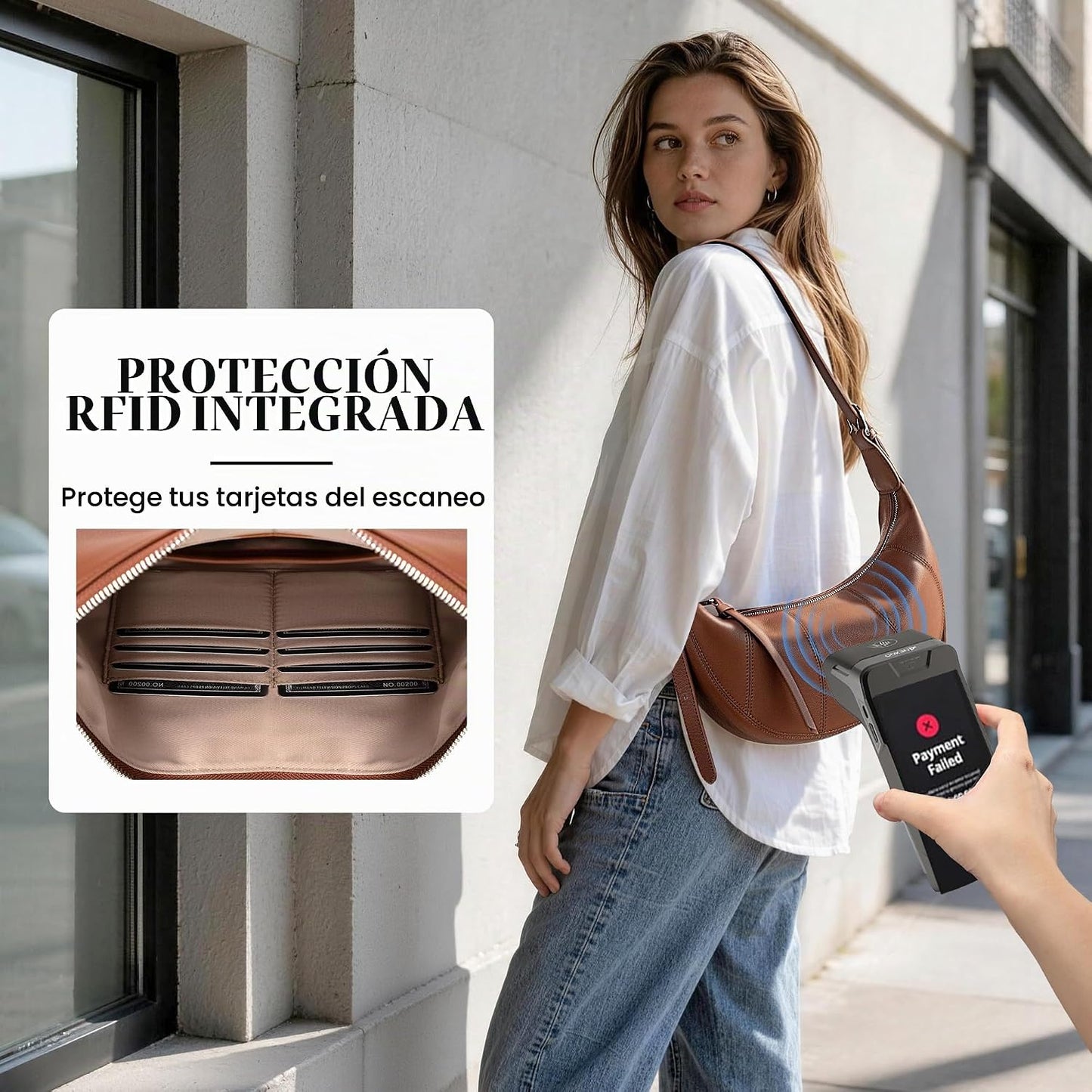 befen Bolsos cruzados de cuero genuino para mujer con bloqueo Rfid,...