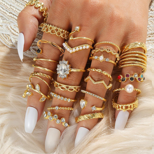 KISS WIFE Anillos apilables de oro para mujer, delicado juego de an...
