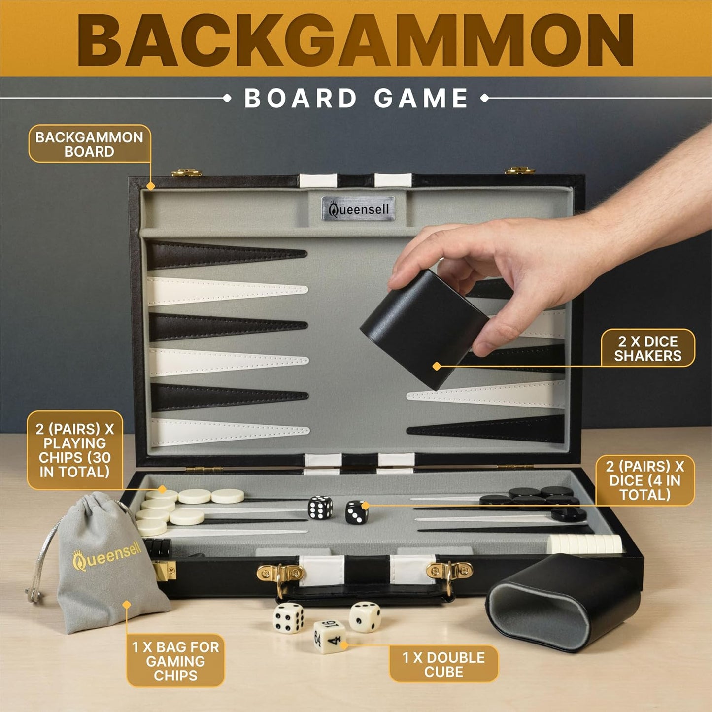 Juegos de backgammon para adultos \u2013 Juego de mesa de cuero PU...