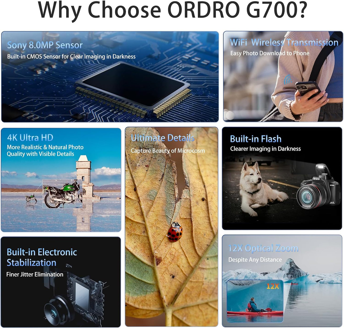 Cámara digital 4K para fotografía y video, cámara de zoom óptico 12...