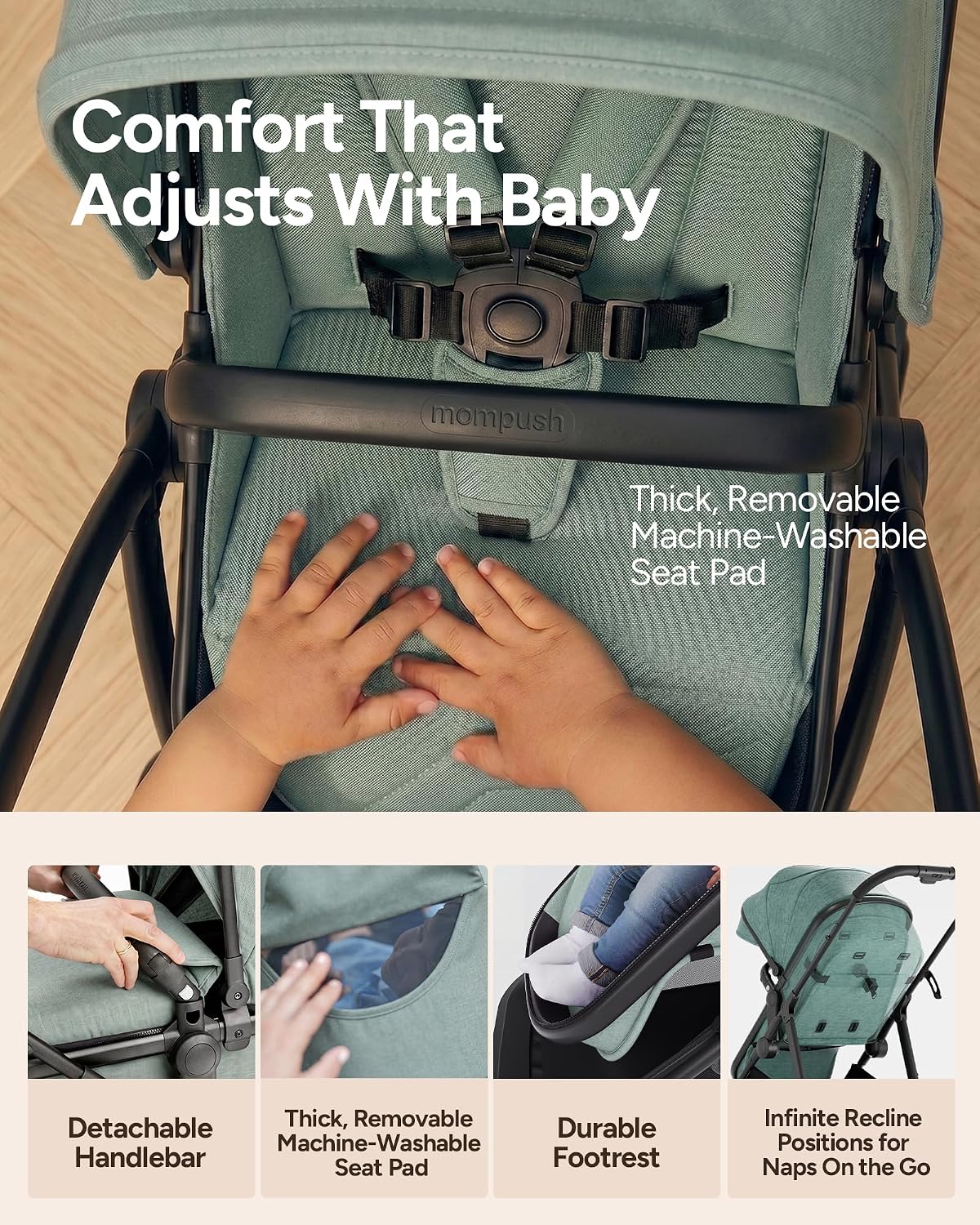 Mompush Wiz - Cochecito de bebé 2 en 1 con modo moisés, cochecito c...