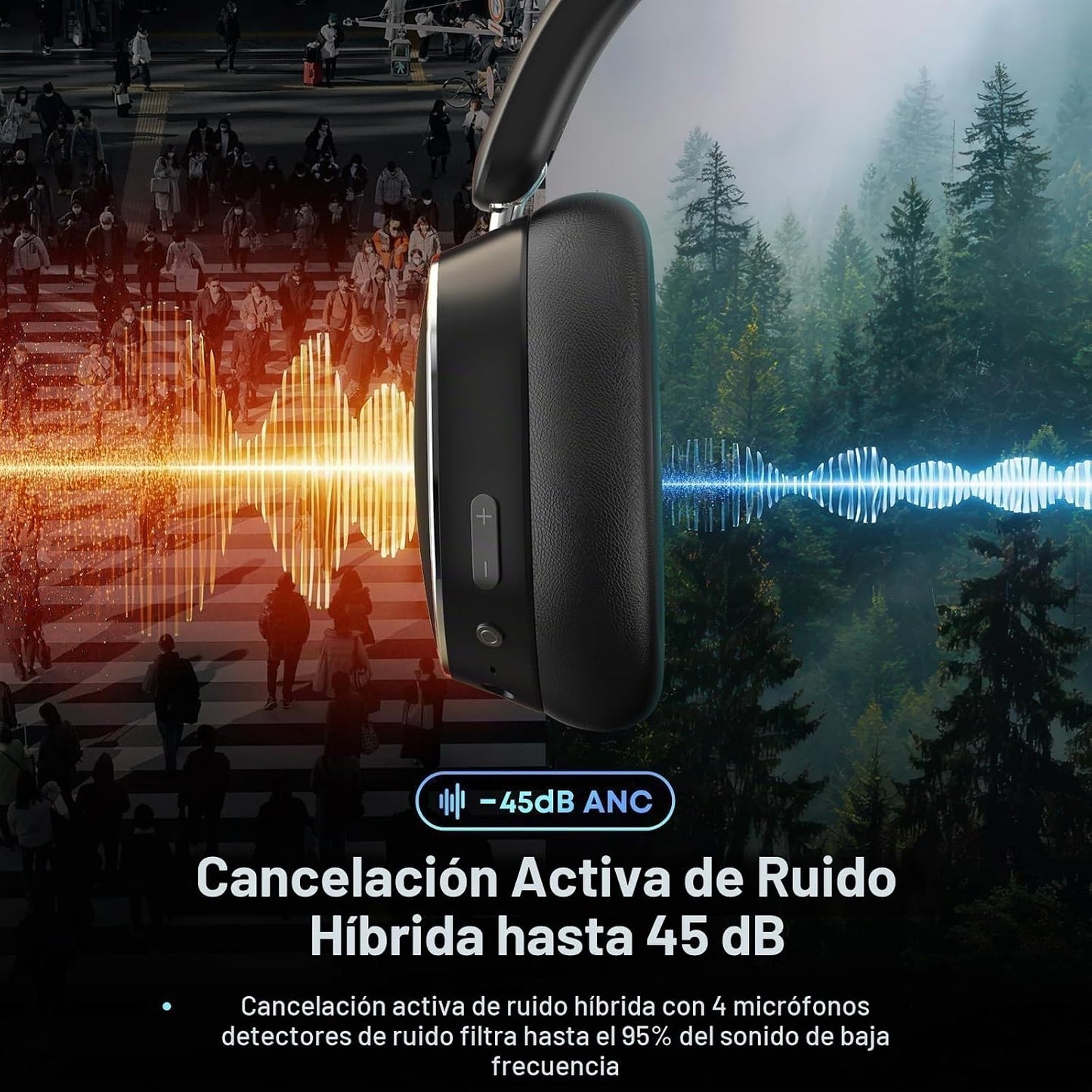 MMWOWARTS Auriculares inalámbricos sobre la oreja, cancelación acti...