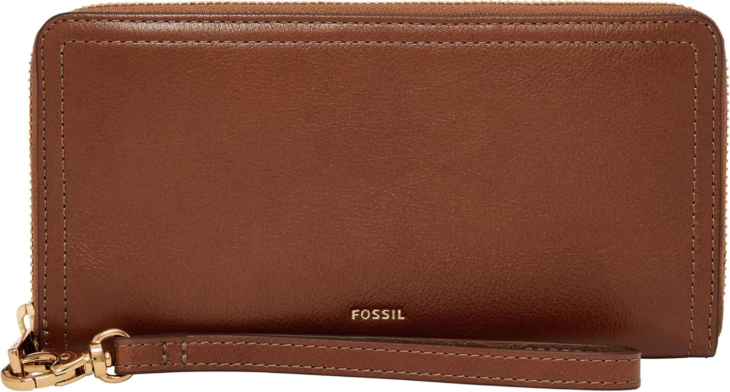 Fossil Logan RFID - Cartera de piel con cierre de cremallera para m...