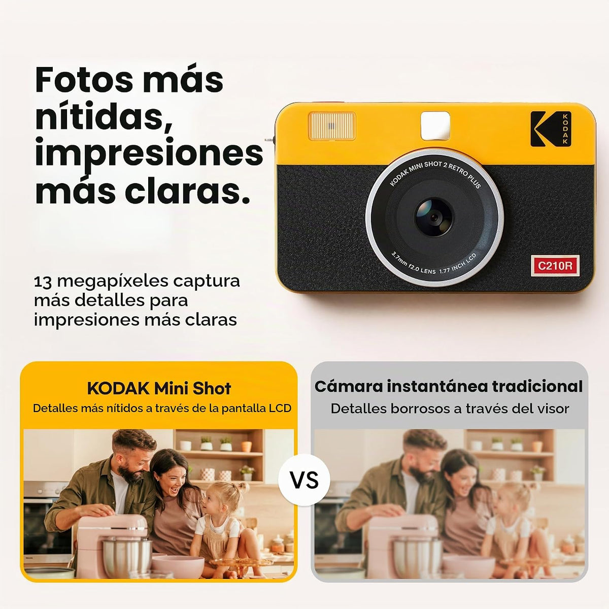 Kodak Mini Shot 2 Retro 4PASS - Cámara digital instantánea 2 en 1 e...