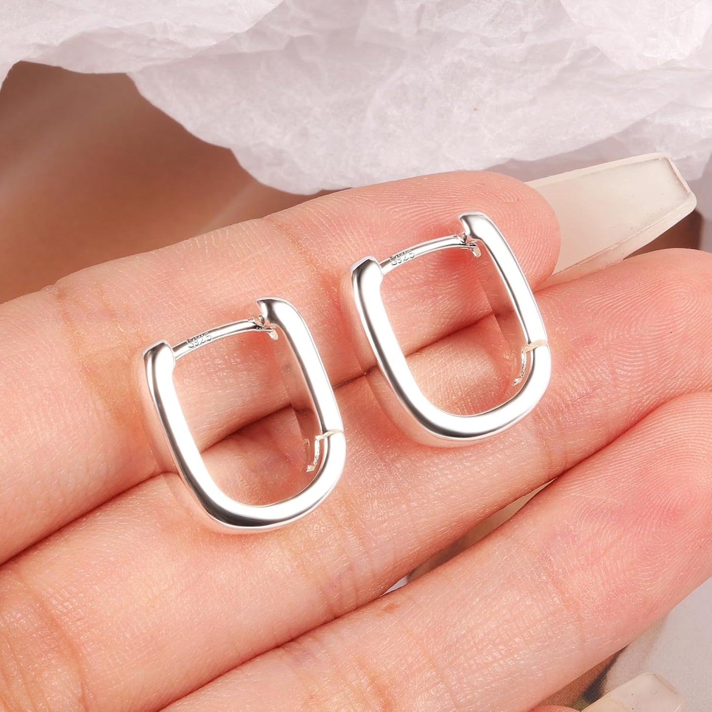 Pendientes de Plata de Ley 925 Pequeños, Pendientes Gruesos de Plat...
