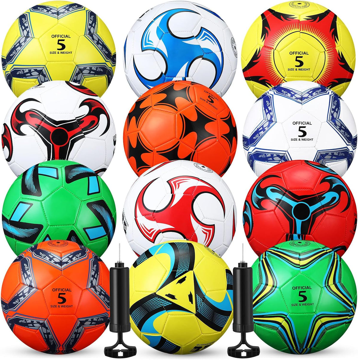 Lunmon 12 pelotas de fútbol a granel con 2 bombas, tamaño oficial,...