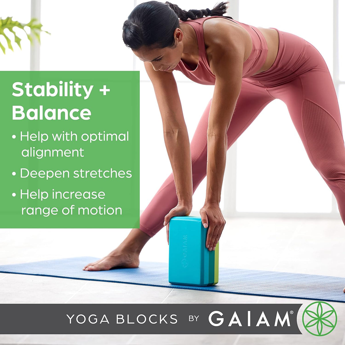 Bloque de yoga Gaiam, espuma EVA para equilibrio y estiramiento (1...