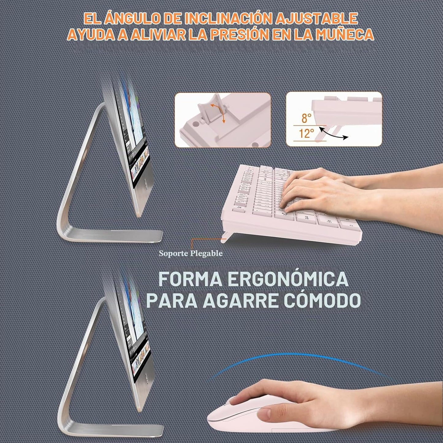 Combo de teclado y mouse inalámbrico, EDJO, teclado y mouse USB ina...