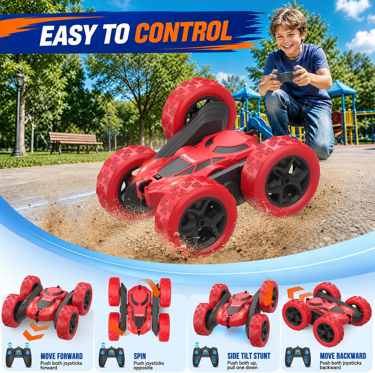 Hamdol Coche de acrobacias a control remoto para niños de 6 a 12 añ...