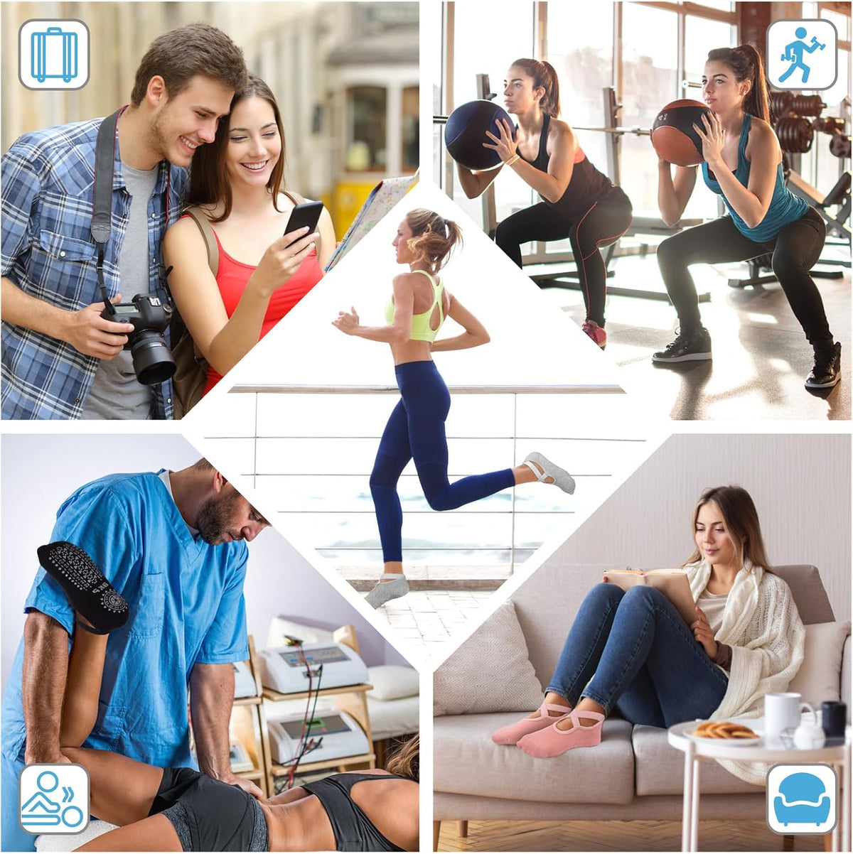 BKP Calcetines de yoga para mujer, calcetines antideslizantes para...