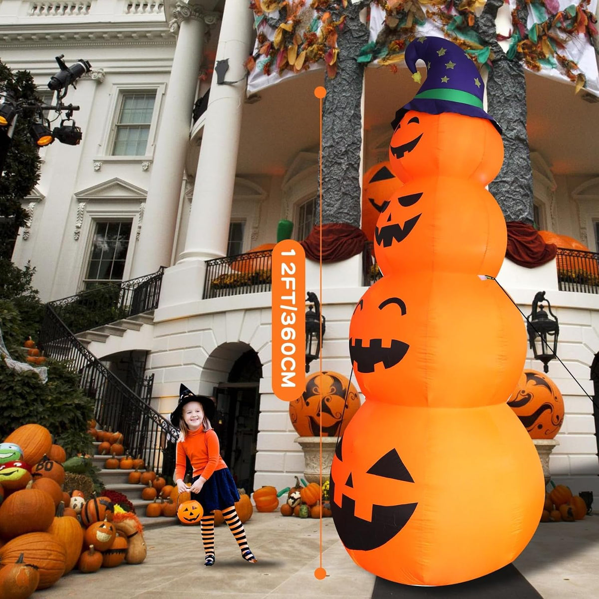 DearSun Calabazas inflables gigantes de Halloween apiladas de 12 pi...