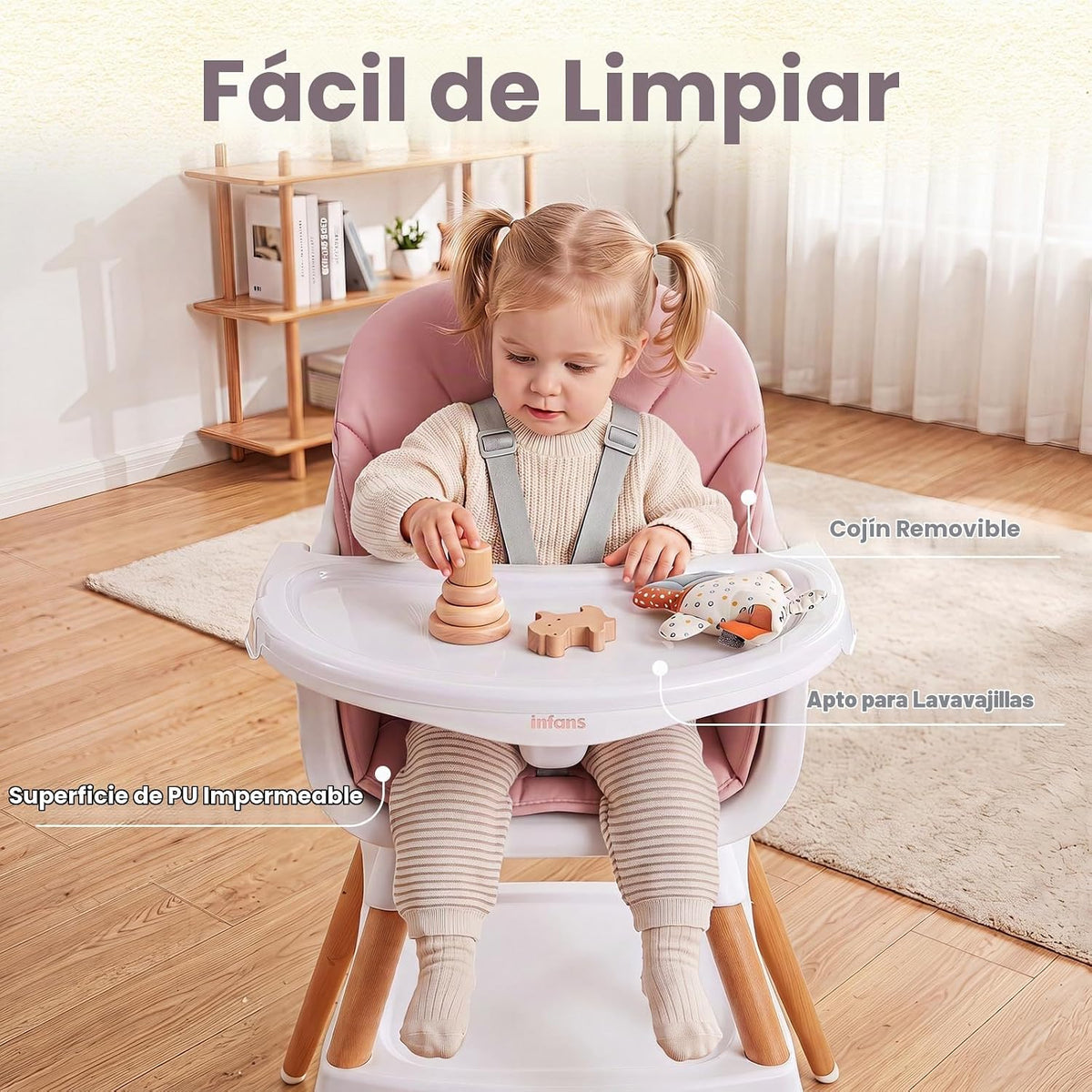 INFANS Silla alta 8 en 1 para bebé, convertible a asiento elevador,...