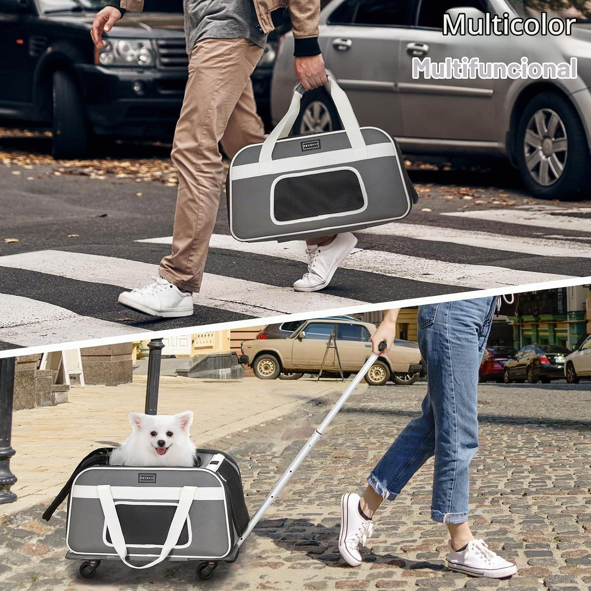 PETSFIT Transportador para gatos aprobado por aerolíneas con ruedas...