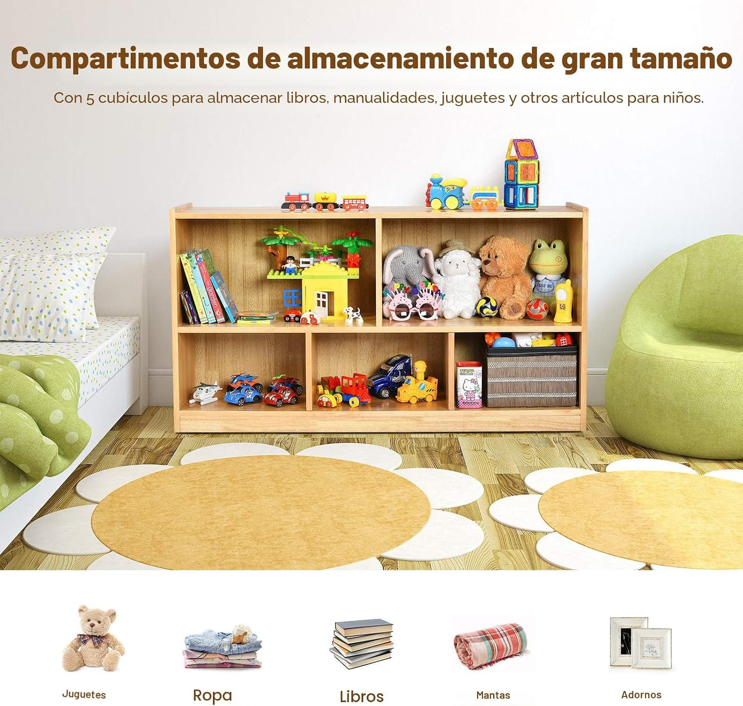 Costzon Estantería de 2 estantes para niños, organizador de almacen...