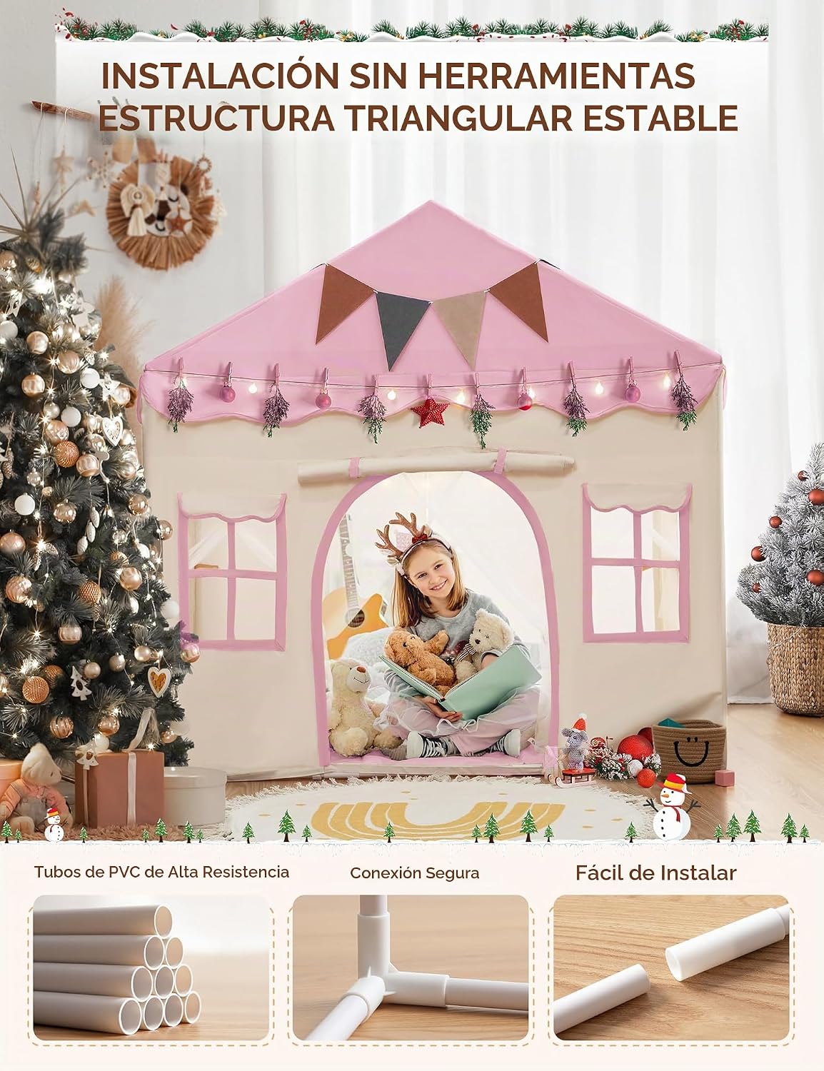 besrey Tienda de campaña para niños, tienda de campaña 2 en 1 con a...