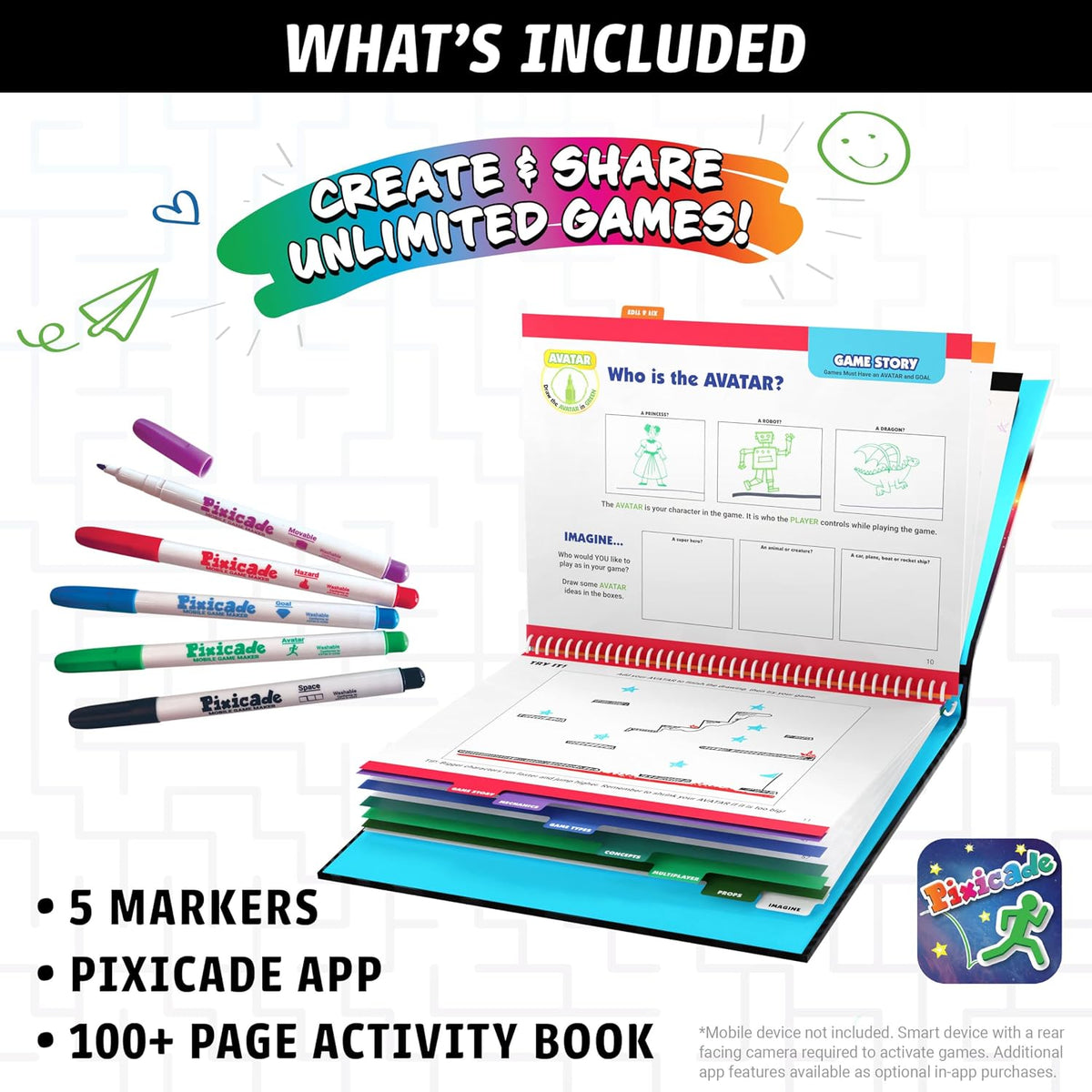 Pixicade Draw &amp; Play Video Game Maker - Kit STEM para niños, re...