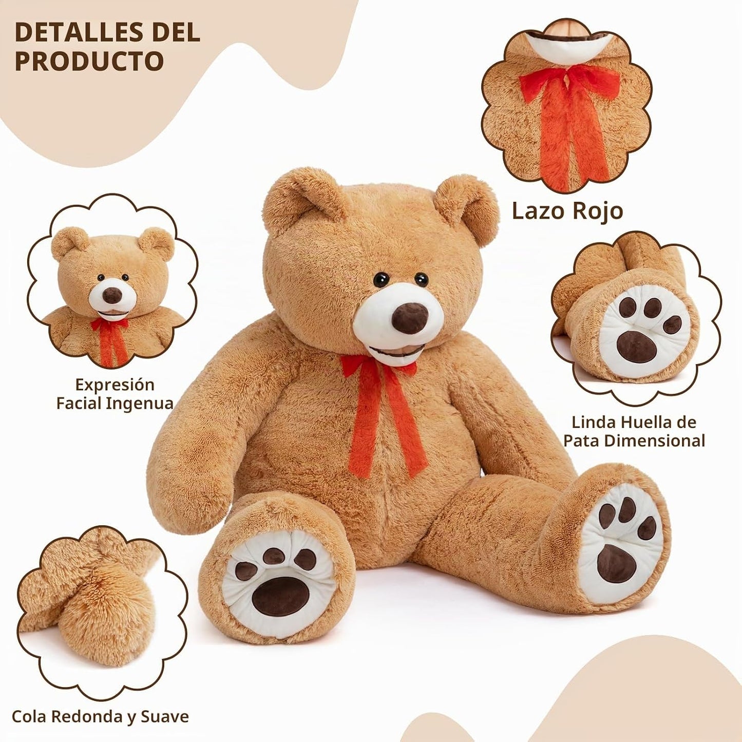 HollyHOME Oso de peluche gigante de 6 pies con patas bordadas, rega...