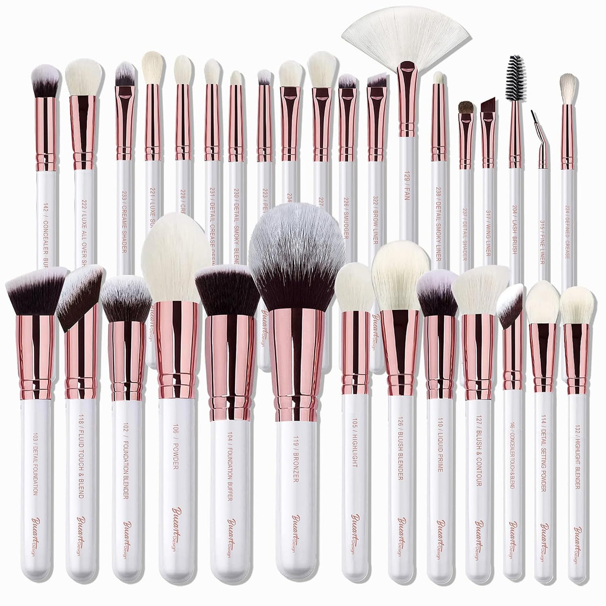 Set de brochas de maquillaje profesional 32 piezas de pelo de cabra...