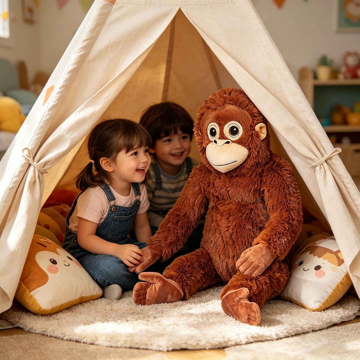 Peluche de mono, gorila de peluche, regalos para niños, cumpleaños,...