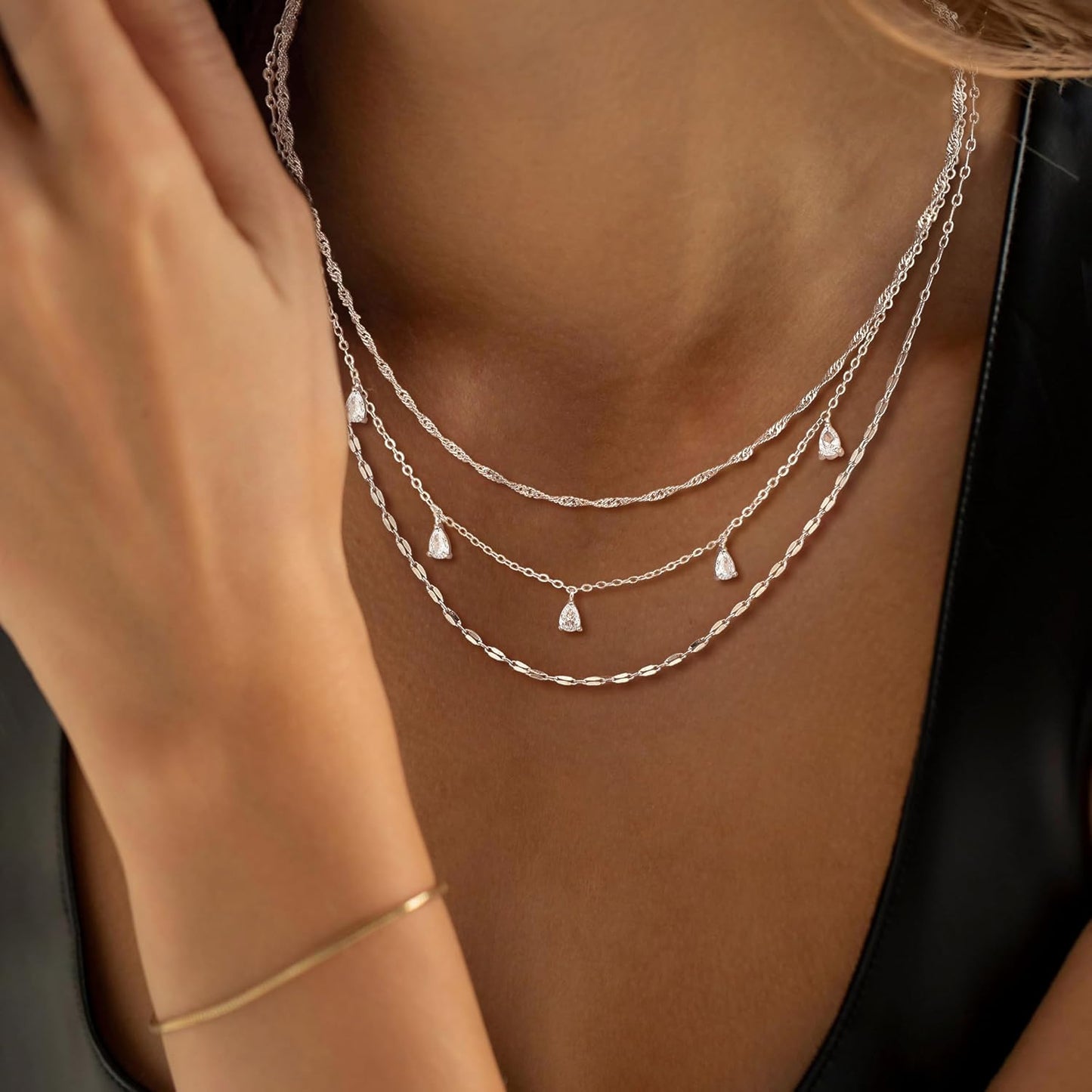 Fwlisesa Collares en capas para mujer, conjunto de collares de oro...