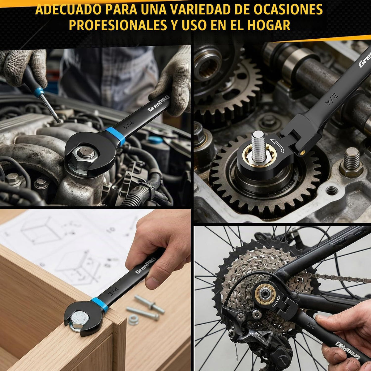 GRENPRO Juego de llaves de trinquete, 23 piezas de llaves de trinqu...